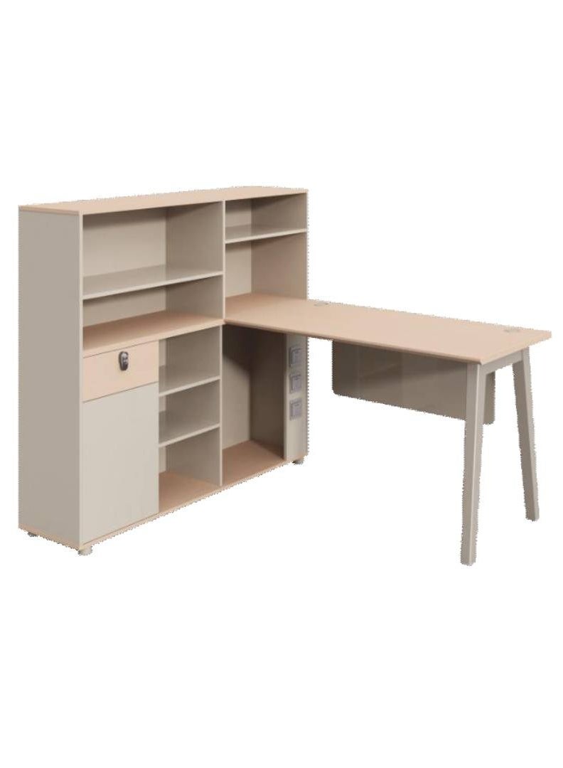 أدين مكتب موظف حديث فردي 160x140x126 سم مع فاصل وخزانة جانبية للكمبيوتر والمحاسبة - Image 3